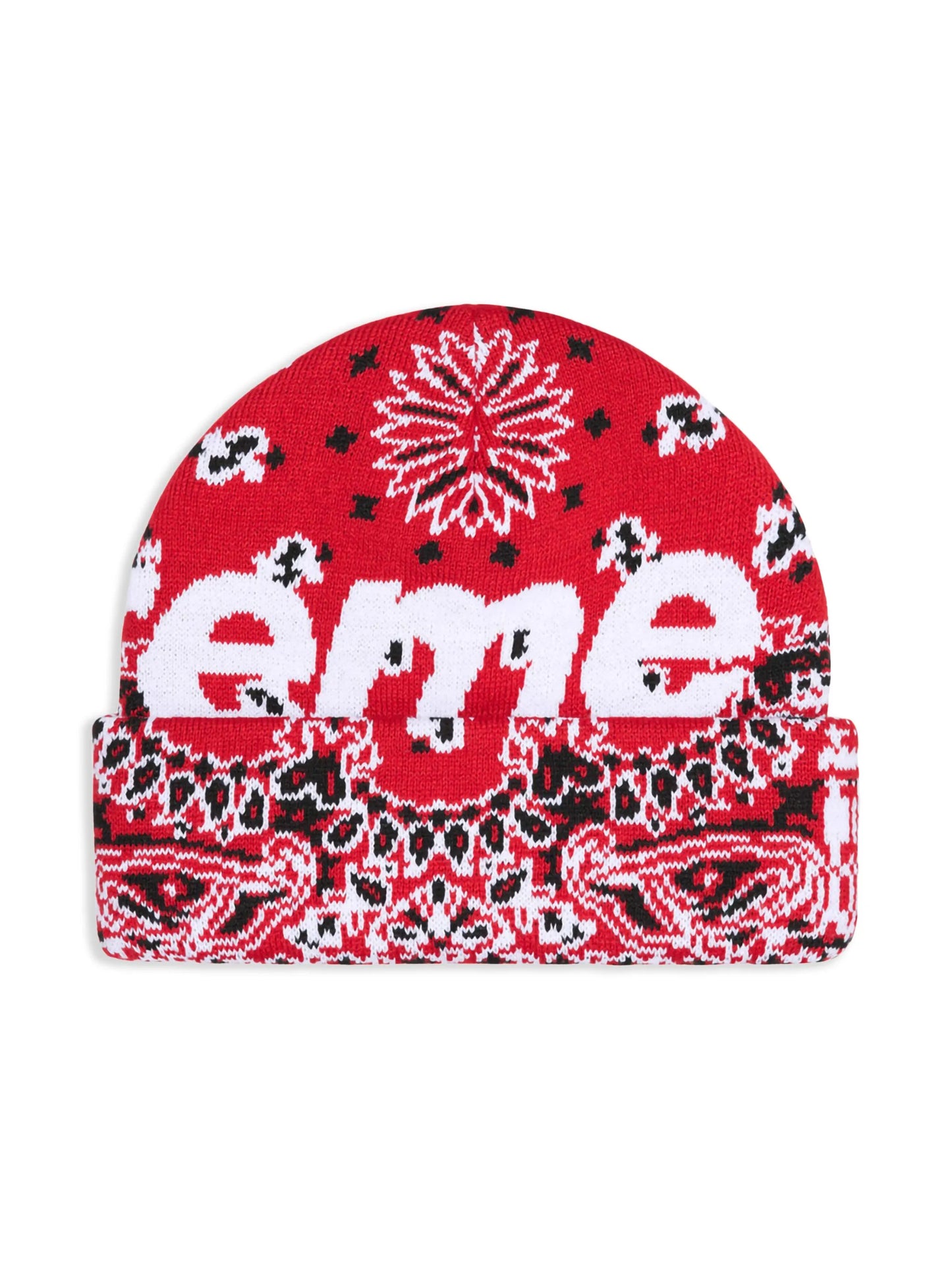 Supreme Bandana Big Logo Beanie (Red)