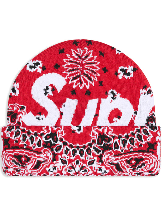 Supreme Bandana Big Logo Beanie (Red)