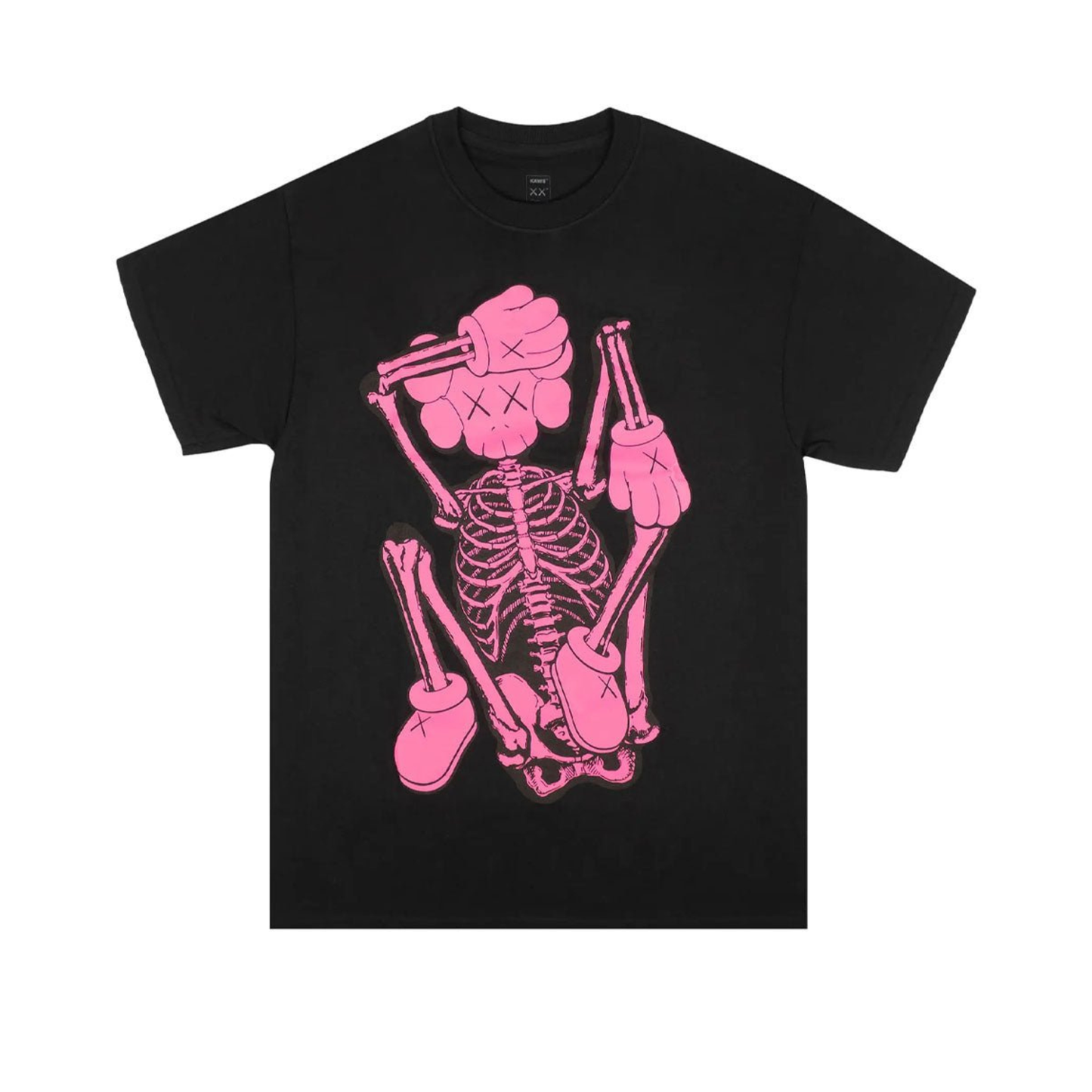 Kaws Skeleton New Fiction Tee (Black/Pink)