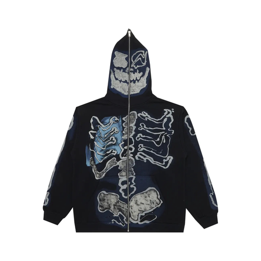 Travis Scott Cactus Jack For Fragment Skeleton Graffiti Full Zip Hoodie (Black)