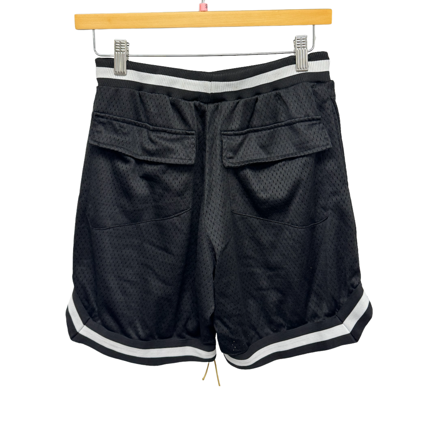 (USED) Rhude Logo Basketball Swim Shorts (Black/White)