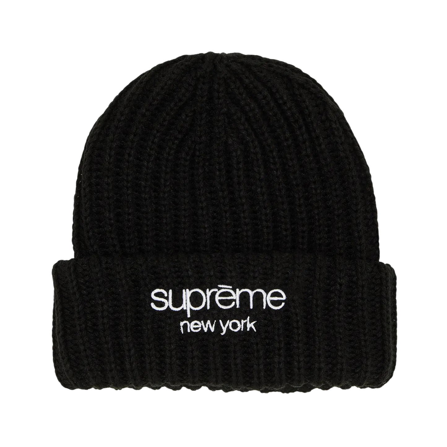 Supreme Classic Logo Chunky Ribbed Beanie (Black)
