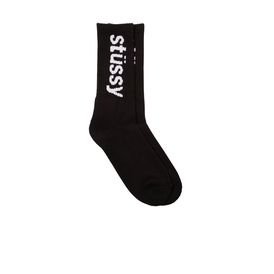 Stussy Helvetica Jacquard Crew Socks (Black)