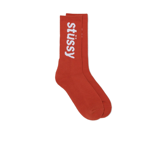 Stussy Helvetica Jacquard Crew Socks (Orange)