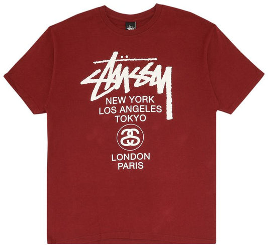 Stussy World Tour Tee (Burgundy)