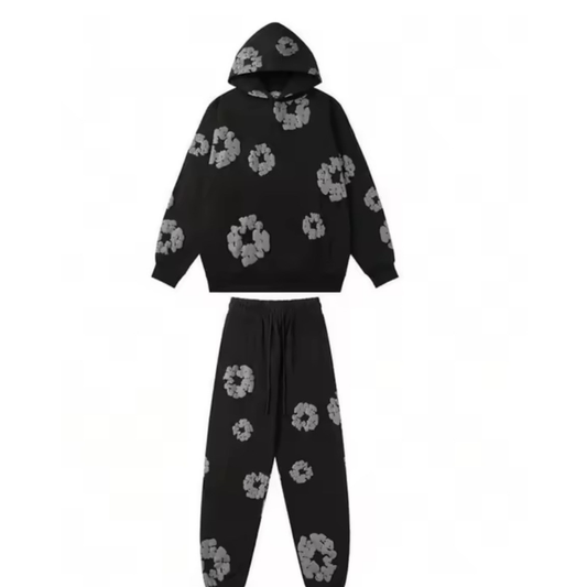 (USED) Denim Tears Cotton Wreath Sweatsuit "Black" (FULL SET)